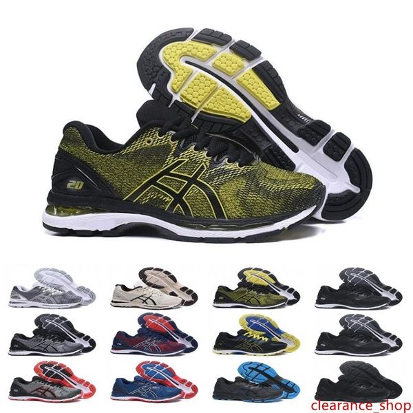 

2019 gel-nimbus 20 stability breathable running shoes for men black white blue red mens trainer fashion sports sneakers runner