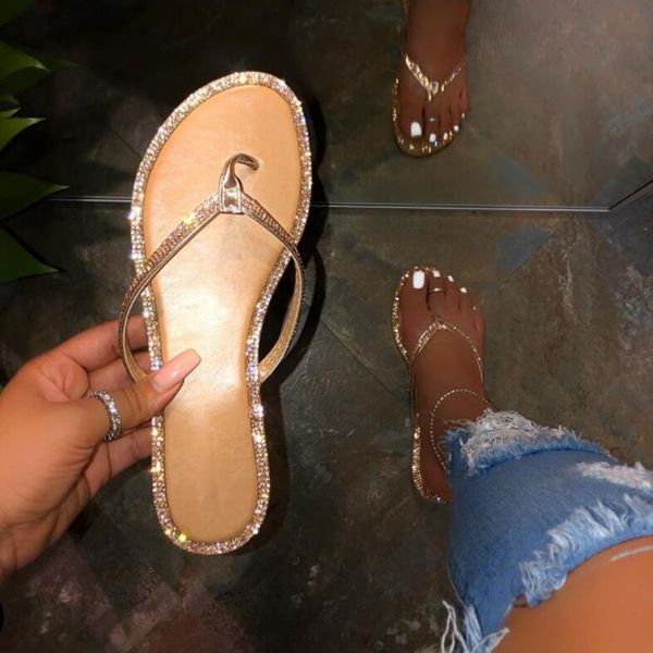 

fashion roman rhinestone summer shoes woman slippers flat flip flops outdoor women's beach slippers female, Black