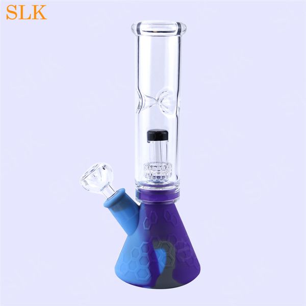 Hochwertige Shisha-Becher-Raucherbongs, Glas-Perkolator-Bong aus lebensmittelechtem Silikon mit SILICLAB-Neuheit, Dab-Rigs, Bohrinsel mit Schüssel, Fabrikverkauf