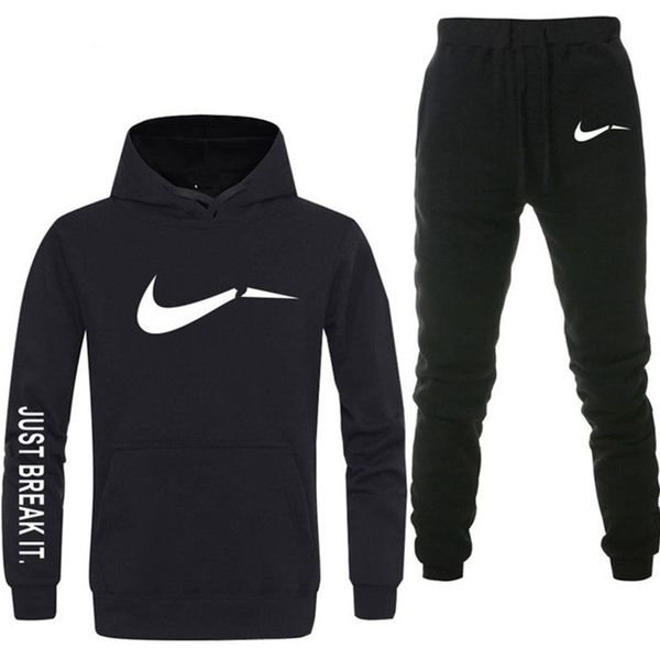 

mens tracksuit 2 sets of new fashion jacket sportswear men 's sweatpants hoodies spring and autumn men 's brand hoodies pants -2x, Gray