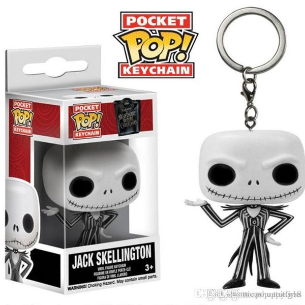 

t18 popotoyfirm funko nightmare before christmas jack skellingpocket keychains action figure movie accessories key chian keychain for gift