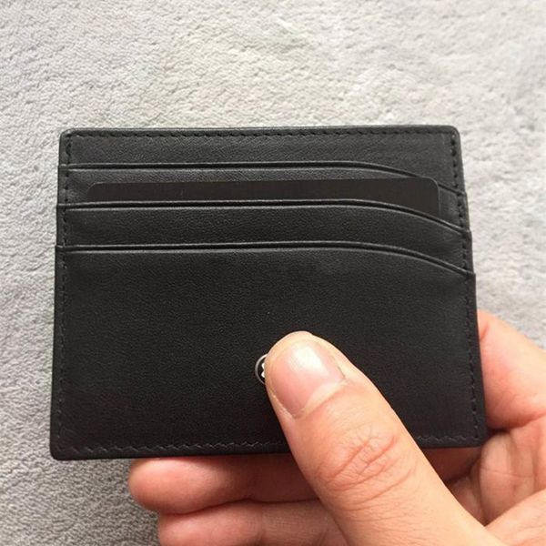 

classic black leather brand mb id card case luxury id card case for man business fashion thin coin purse pocket bag slim wallets, Brown;gray