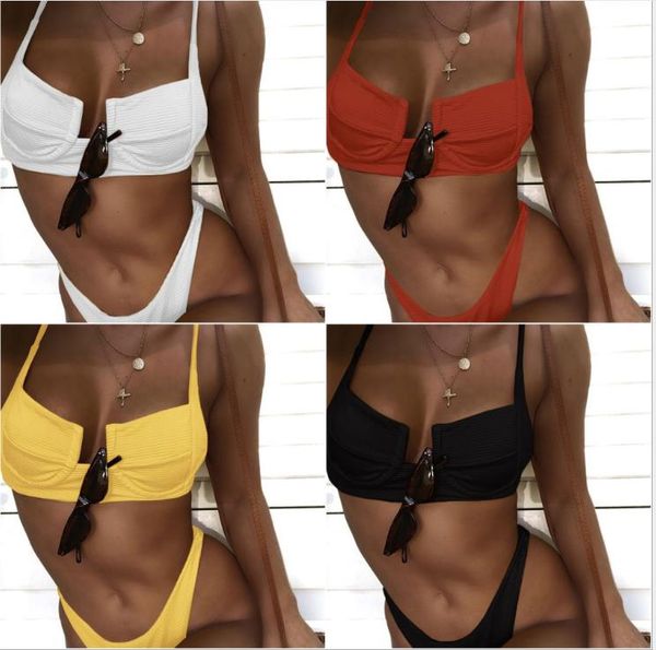 

women's split swimming suit pure steel holding bikini