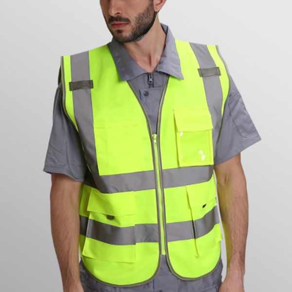 

fine workmanship high-visibility reflective fluorescent vest improves the safety outdoor work safety warning coat, Black;red