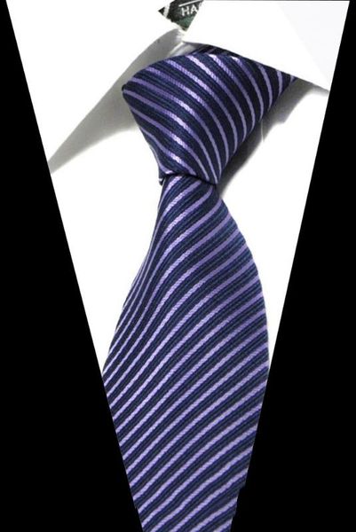 

high-grade new fashion blue purple striped tie men 8 cm width group necktie fit wedding party necktie for men corbatas, Black;blue