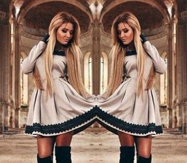 

fashion women`s patchwork lace long sleeve sweater mini jumper dresses winter ladies casual grey lace tutu party dress, Black;gray