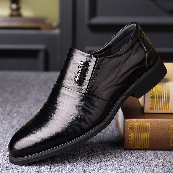 

men's shoes 2019 spring and autumn new business dress casual men's british england shoes leather korean style, Black