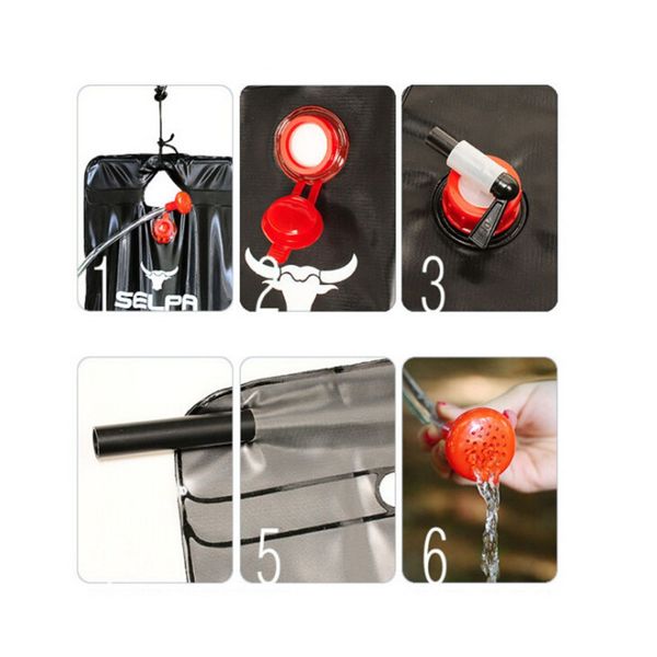 

20l folded shower bag solar energy heated lightweight pvc switchable head outdoor camping equipment storage water bag