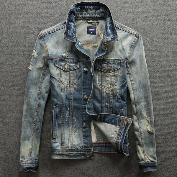 

superably brand fashion men's jackets korean style slim fit cotton denim jackets men coat modern designer ripped homme, Black;brown