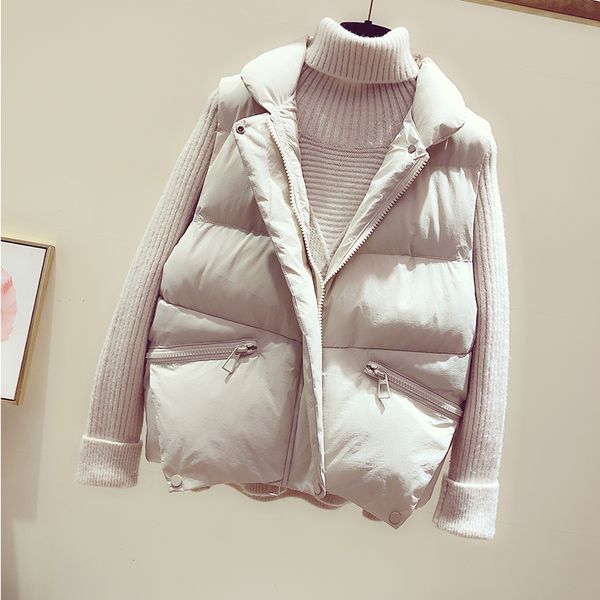 

wholesale 2019 new autumn winter selling women's fashion casual female nice warm vest outerwear fp328, Black;white