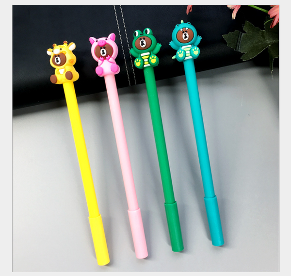 

100pcs/lot gel pen wholesale creative brown bear neutral pen candy color writing supplies student office stationery gp773