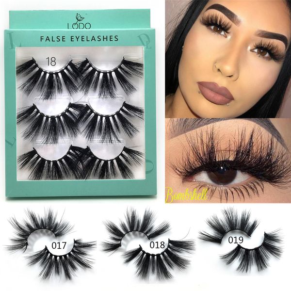 

3pairs 5d mink hair dramatic 25mm false eyelashes long wispy fluffy full strip fake lashes extension eye makeup tools handmade