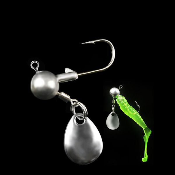 

walk fish 5pcs/lot 2g 4g lead jig head hook jigging bait fishing hook with spoon spinner bait swivel fishing anzol para pesca