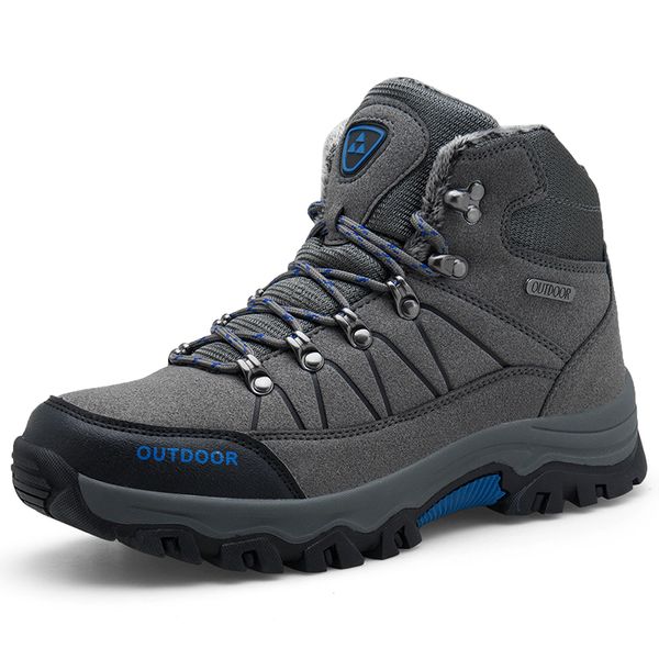 

fashion men winter snow boot waterproof leather sneaker super warm men high sale outdoor male boot work shoes 39-46, Black