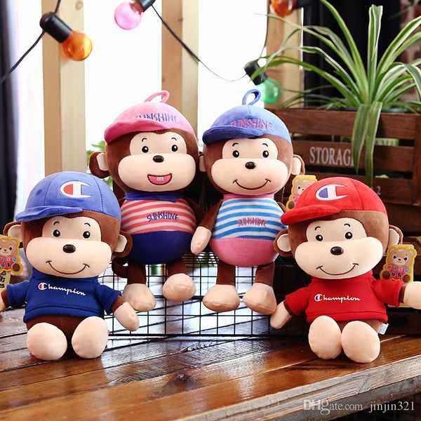 

new creative sports champion hat monkey dolls 40 cm cute monkey plush toy child birthday present wholesale dhl