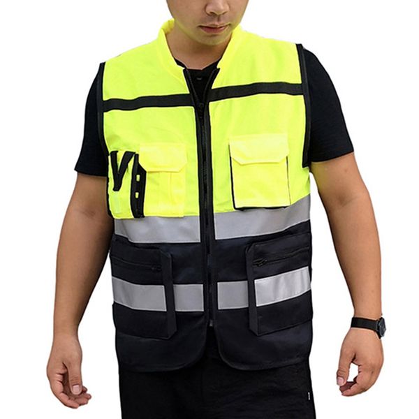 

l /xl /2xl cycling vests high visibility safety vest reflective driving jacket night security waistcoat with pockets new, Black
