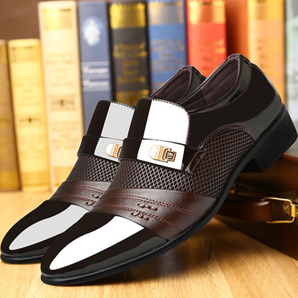 

formals shoes men office casual loafers leather shoes 2019 new arrival large size 48 wedges comfort male, Black