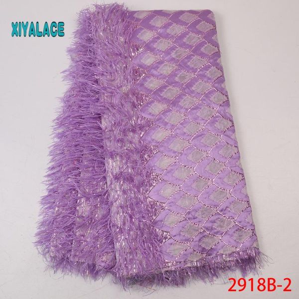 

latest african lace fabric 2020 brocade lace with feather fashion party dress jacquard for nigerian fabric ya2918b-2, Pink;blue
