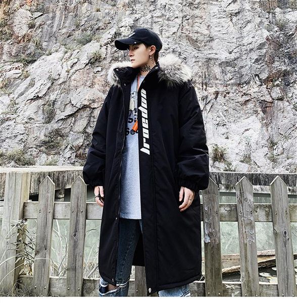 

luxury mens parkas designer printed loose thick coat winter fashion mens plus size outerwear, Black