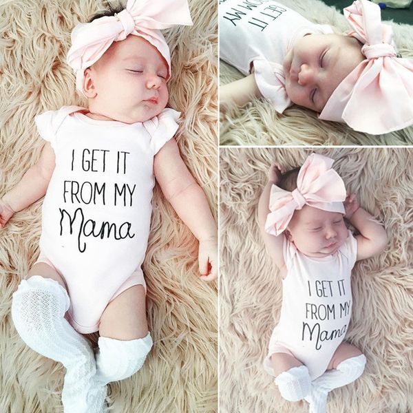 

девочка одежда лето new baby romper комбинезонов с коротким рукавом комбинезоны onesie розовый лук оголовье два piece set дети bodysuit для, White