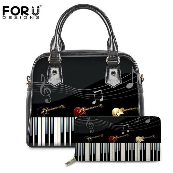 

forudesigns 2pcs/set crossbody bags for women fashion piano with music note pattern girls handbags casual girls sac main femme