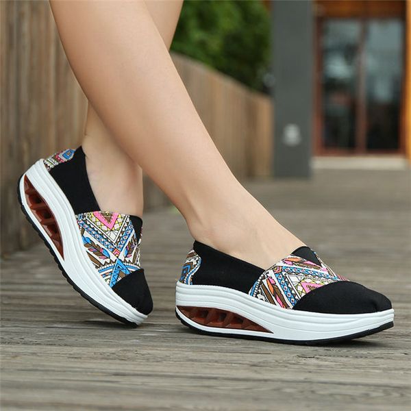 

chinese style embroidered chic low leisure cross tie sport lace-up square heel ethnic canvas female fashion shoes, Black