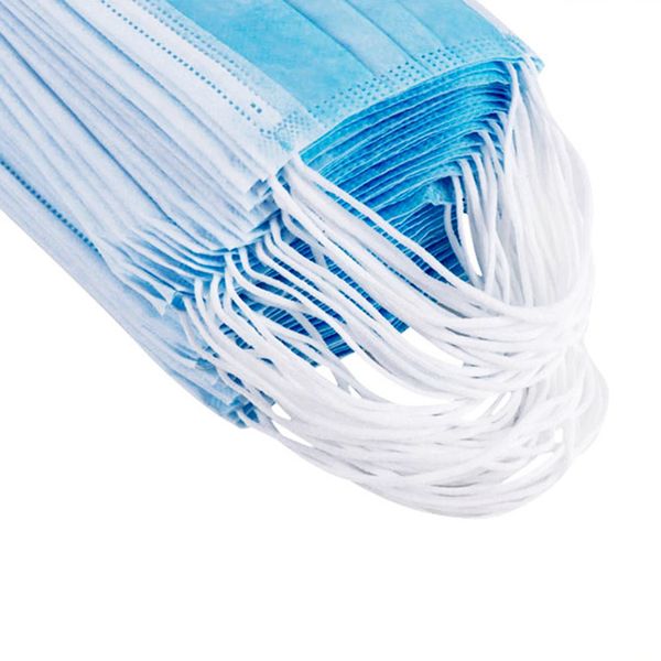 

50pcs masks 3layers face masks mouth mask earloop non-woven fabric disposable mask dust protective in stock