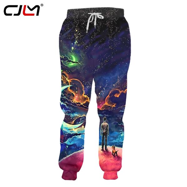 

cjlm fashion man sweatpants 3d starry sky sugar funny streetwear mens pants whole body printing oversized trousers, Black