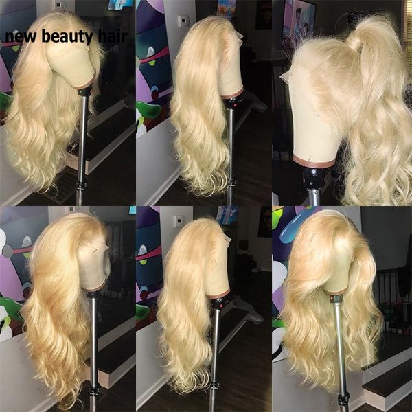 Alta qualidade de simulação de cabelo humano 613 perucas brasileira onda do corpo natural Peruca Dianteira Do Laço cor loira peruca de renda sintética para as mulheres brancas
