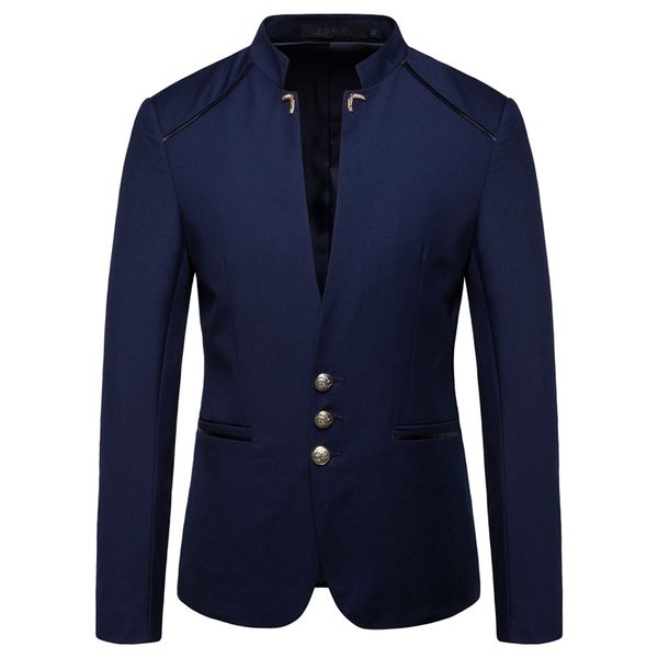 

2019 new pure color men's suit jackets business classic stand collar men blazer jacket size 4xl slim fit suit jackets man, White;black