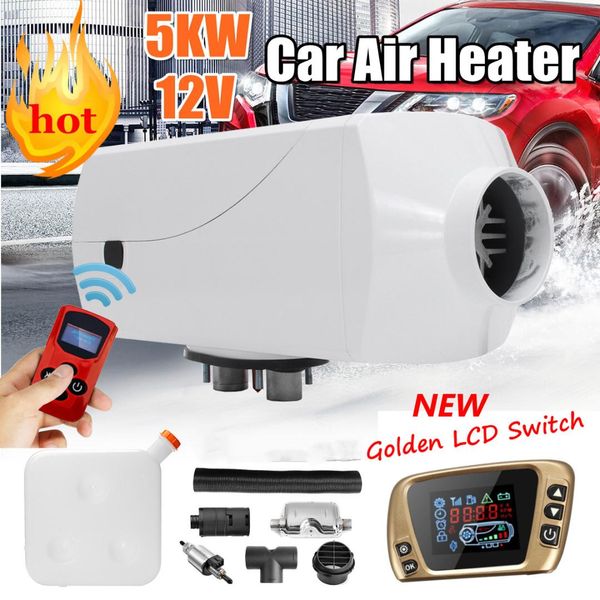

12v 5000w lcd monitor air diesels fuel heater single hole 5kw for boats bus car heater with remote control and for free