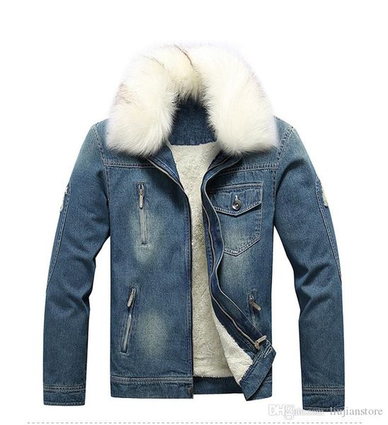 

winter mens конструктора руно мужской моды куртки отворот шея jeans пальто повседневной твердая верхняя одежда с мехом, Black;brown