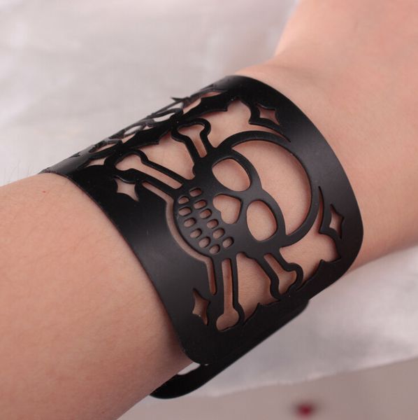 

lzhlq 2020 fashion geometric hollow wide metal bangle for women maxi punk bracelet cuff skeleton bangle jewelry accessories, Black