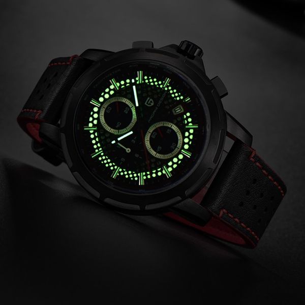 

2019 new pagani design 2019 new fashion quartz watch men genuine leather waterproof luminous chronograph watch relogio masculino, Slivery;brown