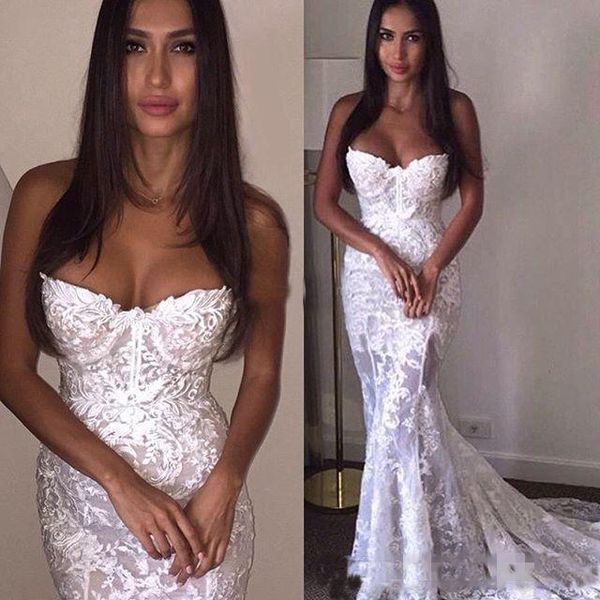 

gorgeous mermaid lace wedding dresses 2019 long bridal gowns exquisite arabic dress vestidos chic, White