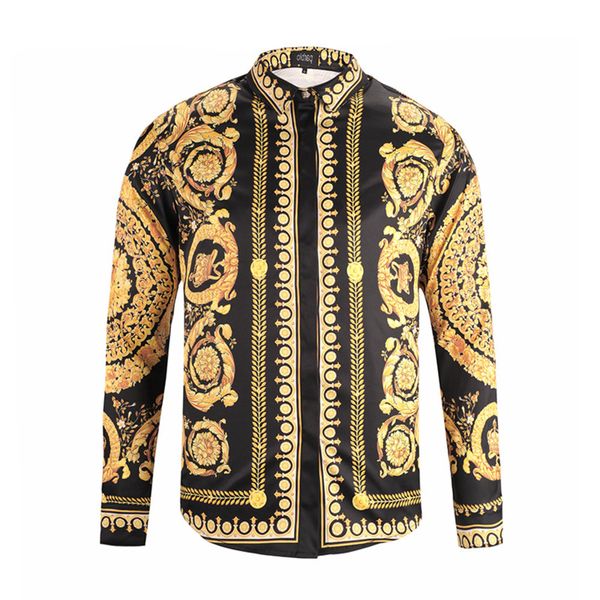 

бренд дизайн с длинным рукавом рыбья рубашка принт дизайнерские рубашки повседневные slim fit 2020 роскошные дизайнерские одежды мужская cam, White;black