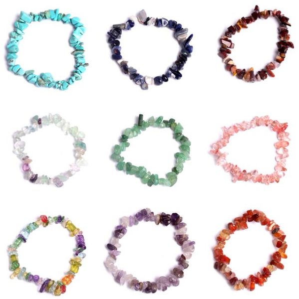 

natural bracelet sodalite chip gemstone 18cm stretch natural stone mixed gemstone chakra bracelet gc947, Black