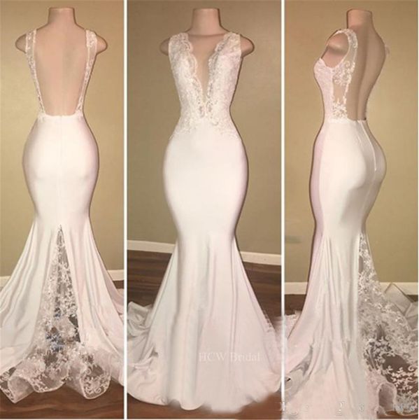 

new white mermaid prom dresses long formal evening dress backless deep v neck sweep train lace arabic dresses custom made, Black