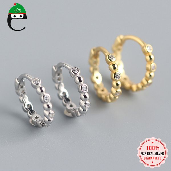 

hoop & huggie elfoplatasi 925 sterling silver minimalist geometric twinkling cz earring for women birthday party black jewelry gift da898, Golden;silver