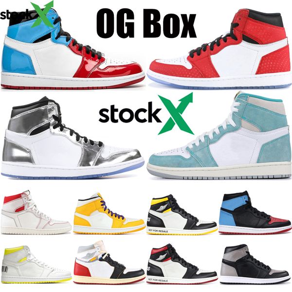

og box 1 fearless obsidian mens basketball shoes spiderman unc multi color 1s chicago banned bred toe phantom men sport designer sneakers, Black