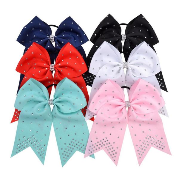 

new jojo candy color hair rope cheer fish tail bowknot circle hair band headress dots drills ribbon scrunchies girls hair accessories e22102, Slivery;white