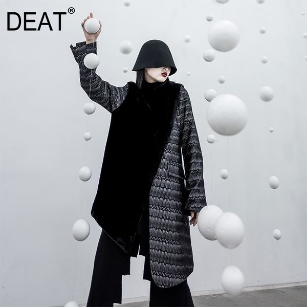 

deat] loose fit spliced irregular sweatshirt new turtleneck long sleeve women big size fashion tide autumn winter 2019 13e582, Black
