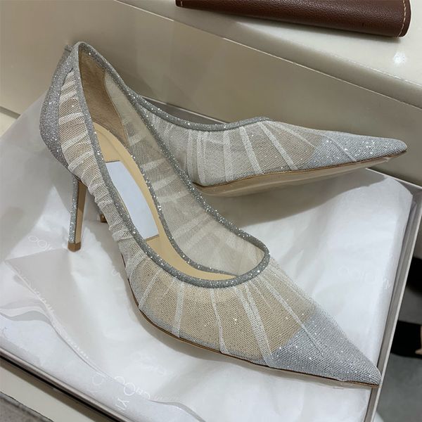 

women wedding shoes white lace high heels sequins pointed toe stilettos women party shoes 2020 spring fashion women's footwear, Black