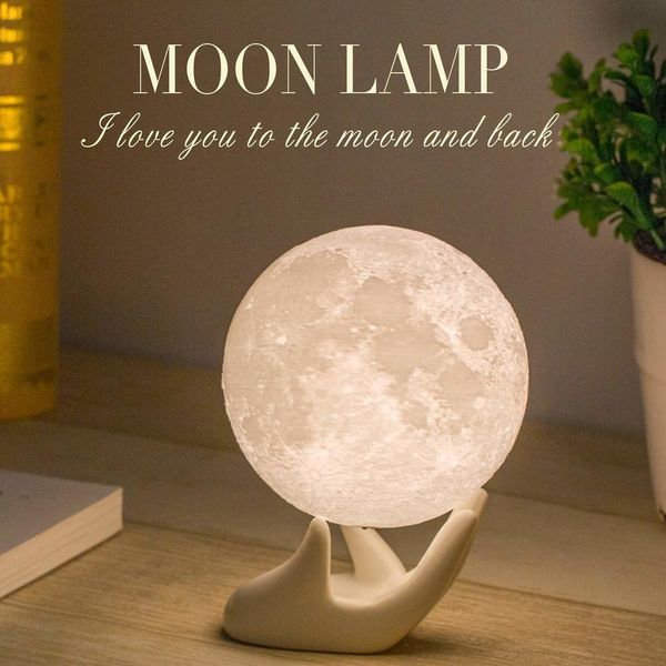 

moon lamp 3d printing 3.5 inches moon light with touch control, rechargeable home decorative night light for romantic gift