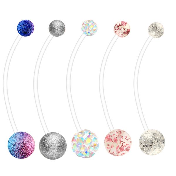 

belly rings mix style pregnancy sport maternity flexible bioplast belly navel button ring retainer 14g 1 1/2inch (38mm), Silver