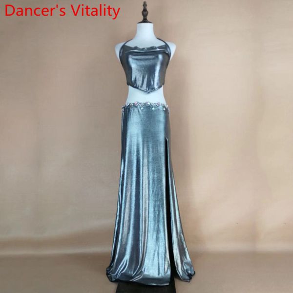 

women belly dance practice sling fishtail skirt oriental dance wear performance black purple silver 3colors garments, Black;red