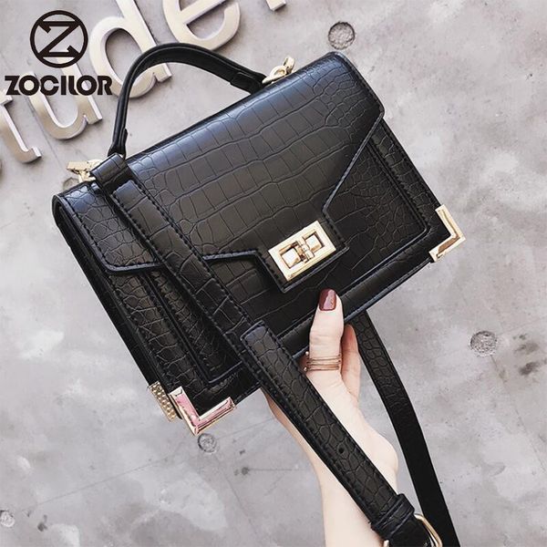 

retro fashion female square bag new quality pu leather women bag crocodile pattern tote lock shoulder messenger bags