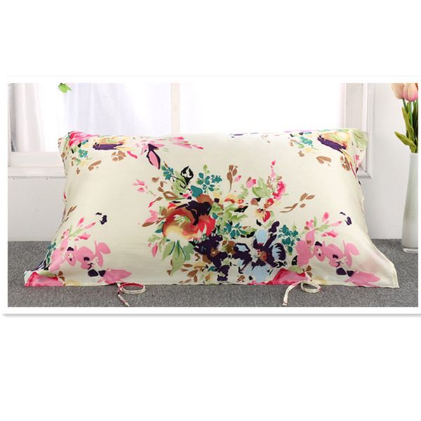 

100% pure mulberry silk pillowcase 16momme pillow towel silk pillow cover with ribbon ties at the backside case