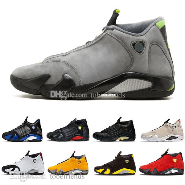 

with box new 14 14s men basketball shoes candy cane black toe light graphite varsity red suede last sblack yellow dmp sneakers 40-47