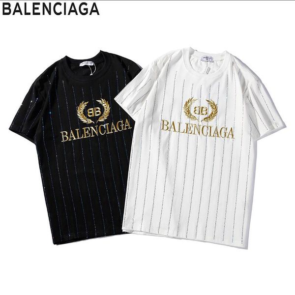 

2018 men's t-shirt fashion men's summer casual solid color letters street clothing t-shirt rivet cotton blend round neck short sle, Black